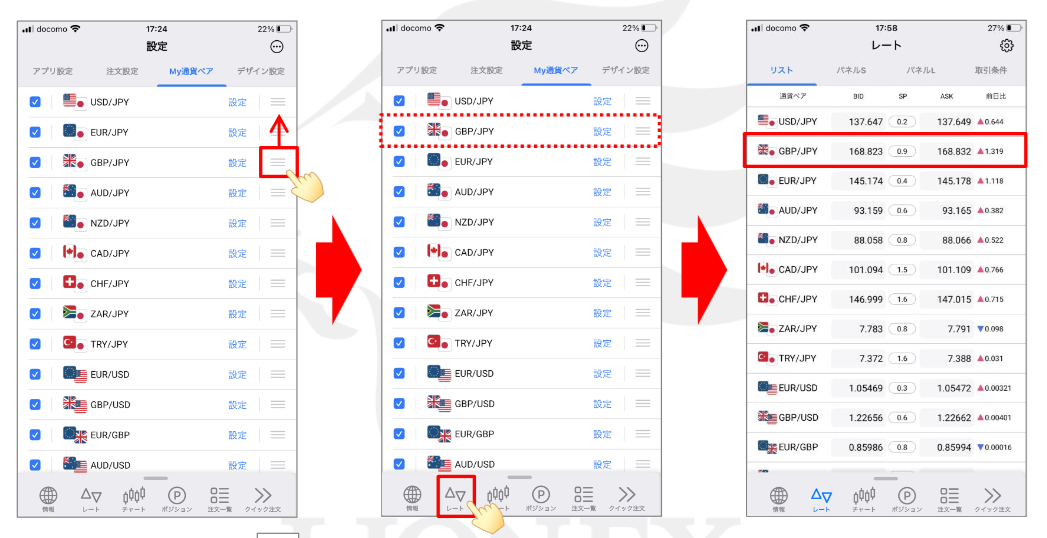LION通貨ペア表示設定